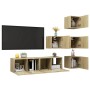 Juego de muebles de salón 6 piezas roble Sonoma de , Muebles TV - Ref: Foro24-3079035, Precio: 144,99 €, Descuento: %