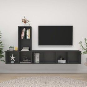 3-teiliges Wohnzimmermöbelset aus grauem Holzwerkstoff von , TV-Möbel - Ref: Foro24-3079828, Preis: 121,99 €, Rabatt: %