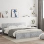 Concrete gray headboard bed frame and LED lights 180x200cm by , Beds and slatted bases - Ref: Foro24-3207591, Price: 183,86 €...