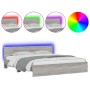 Estructura de cama cabecero y luces LED gris Sonoma 180x200 cm de , Camas y somieres - Ref: Foro24-3207593, Precio: 232,01 €,...