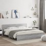 Sonoma gray headboard bed frame and LED lights 180x200 cm by , Beds and slatted bases - Ref: Foro24-3207593, Price: 223,56 €,...