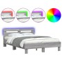 Estructura de cama cabecero y luces LED gris Sonoma 120x200 cm de , Camas y somieres - Ref: Foro24-3207558, Precio: 168,48 €,...