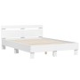 Bed frame with headboard and white LED lights 120x200 cm by , Beds and slatted bases - Ref: Foro24-3207553, Price: 167,92 €, ...