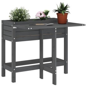 Planter with folding lid solid gray pine wood by , Pots and planters - Ref: Foro24-825123, Price: 97,99 €, Discount: %