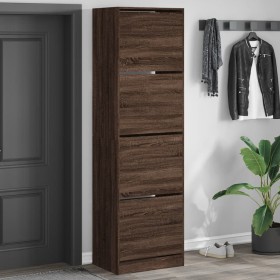 Shoe cabinet with 4 folding drawers oak brown 60x42x204 cm by , Shoe racks and shoe organizers - Ref: Foro24-3214398, Price: ...