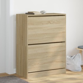 Shoe cabinet with 2 folding Sonoma oak drawers 80x42x108 cm by , Shoe racks and shoe organizers - Ref: Foro24-3214401, Price:...