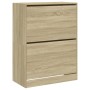 Schuhschrank mit 2 klappbaren Schubladen aus Sonoma-Eiche 80x42x108 cm von , Schuhregale und Schuhorganisatoren - Ref: Foro24...