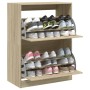 Schuhschrank mit 2 klappbaren Schubladen aus Sonoma-Eiche 80x42x108 cm von , Schuhregale und Schuhorganisatoren - Ref: Foro24...