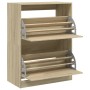 Schuhschrank mit 2 klappbaren Schubladen aus Sonoma-Eiche 80x42x108 cm von , Schuhregale und Schuhorganisatoren - Ref: Foro24...