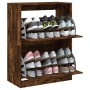 Schuhschrank mit 2 klappbaren Schubladen aus geräucherter Eiche, 80 x 42 x 108 cm von , Schuhregale und Schuhorganisatoren - ...