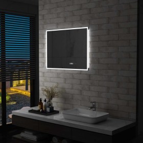 Espejo de baño con LED, sensor táctil y reloj 80x60 cm de vidaXL, Espejos - Ref: Foro24-144738, Precio: 123,40 €, Descuento: %