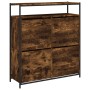 Shoe cabinet with 4 folding smoked oak drawers 100x34x112 cm by , Shoe racks and shoe organizers - Ref: Foro24-3214415, Price...