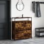 Shoe cabinet with 4 folding smoked oak drawers 100x34x112 cm by , Shoe racks and shoe organizers - Ref: Foro24-3214415, Price...