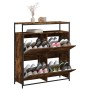 Shoe cabinet with 4 folding smoked oak drawers 100x34x112 cm by , Shoe racks and shoe organizers - Ref: Foro24-3214415, Price...