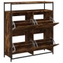 Shoe cabinet with 4 folding smoked oak drawers 100x34x112 cm by , Shoe racks and shoe organizers - Ref: Foro24-3214415, Price...