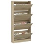 Mueble zapatero 4 cajones abatibles roble Sonoma 80x21x163,5 cm de , Zapateros y organizadores de calzado - Ref: Foro24-32143...