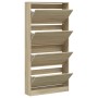 Mueble zapatero 4 cajones abatibles roble Sonoma 80x21x163,5 cm de , Zapateros y organizadores de calzado - Ref: Foro24-32143...