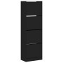 Shoe cabinet with 4 folding drawers black 60x34x187.5 cm by , Shoe racks and shoe organizers - Ref: Foro24-3214372, Price: 14...