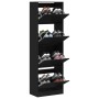 Shoe cabinet with 4 folding drawers black 60x34x187.5 cm by , Shoe racks and shoe organizers - Ref: Foro24-3214372, Price: 14...