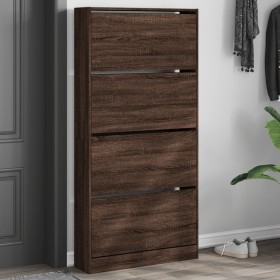 Shoe cabinet with 4 folding drawers oak brown 80x21x163.5 cm by , Shoe racks and shoe organizers - Ref: Foro24-3214370, Price...