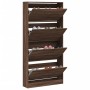 Shoe cabinet with 4 folding drawers oak brown 80x21x163.5 cm by , Shoe racks and shoe organizers - Ref: Foro24-3214370, Price...