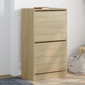 Shoe cabinet with 2 folding Sonoma oak drawers 60x42x108 cm by , Shoe racks and shoe organizers - Ref: Foro24-3214387, Price:...