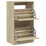 Mueble zapatero 2 cajones abatibles roble Sonoma 60x42x108 cm de , Zapateros y organizadores de calzado - Ref: Foro24-3214387...