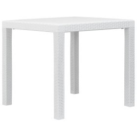 Mesa de jardín de plástico aspecto ratán blanco 79x79x72 cm de vidaXL, Mesas de jardín - Ref: Foro24-45601, Precio: 77,49 €, ...