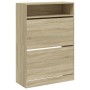 Shoe cabinet with 2 folding Sonoma oak drawers 80x34x116 cm by , Shoe racks and shoe organizers - Ref: Foro24-3214408, Price:...