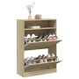 Shoe cabinet with 2 folding Sonoma oak drawers 80x34x116 cm by , Shoe racks and shoe organizers - Ref: Foro24-3214408, Price:...