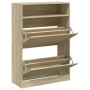 Shoe cabinet with 2 folding Sonoma oak drawers 80x34x116 cm by , Shoe racks and shoe organizers - Ref: Foro24-3214408, Price:...