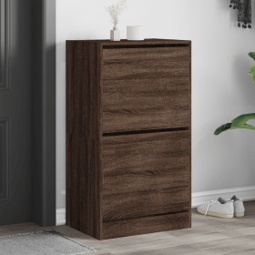 Shoe cabinet with 2 folding oak brown drawers 60x42x108 cm by , Shoe racks and shoe organizers - Ref: Foro24-3214391, Price: ...