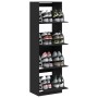 Shoe cabinet with 4 folding drawers black 60x42x204 cm by , Shoe racks and shoe organizers - Ref: Foro24-3214393, Price: 160,...