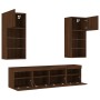 TV wall furniture with LED 5 pieces oak brown engineered wood by , TV Furniture - Ref: Foro24-3216749, Price: 211,99 €, Disco...