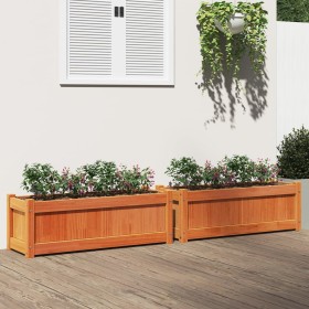 Outdoor planters 2 pcs solid wax brown pine wood by , Pots and planters - Ref: Foro24-837454, Price: 87,99 €, Discount: %