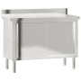 Kitchen work table with stainless steel sliding doors by , Restoration - Ref: Foro24-376441, Price: 234,00 €, Discount: %