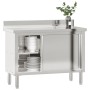 Kitchen work table with stainless steel sliding doors by , Restoration - Ref: Foro24-376441, Price: 234,00 €, Discount: %