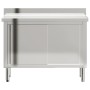 Kitchen work table with stainless steel sliding doors by , Restoration - Ref: Foro24-376441, Price: 234,00 €, Discount: %