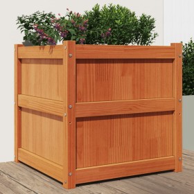 Outdoor planter solid wax brown pine wood 60x60x60 cm by , Pots and planters - Ref: Foro24-837428, Price: 68,74 €, Discount: %