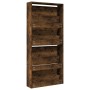 Shoe cabinet with mirror 4 levels smoked oak 63x17x134 cm by , Shoe racks and shoe organizers - Ref: Foro24-3228277, Price: 1...