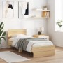 Sonoma oak engineered wood bed with headboard 75x190 cm by , Beds and slatted bases - Ref: Foro24-838661, Price: 66,47 €, Dis...