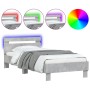 Concrete gray LED lights headboard bed frame 75x190 cm by , Beds and slatted bases - Ref: Foro24-838753, Price: 73,98 €, Disc...