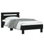 Bed frame with headboard and LED lights black 75x190 cm by , Beds and slatted bases - Ref: Foro24-838751, Price: 85,91 €, Dis...