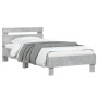 Estructura de cama cabecero luces LED gris hormigón 90x200 cm de , Camas y somieres - Ref: Foro24-838718, Precio: 102,95 €, D...