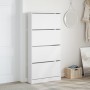 Mueble zapatero con 4 cajones abatibles blanco 80x21x163,5 cm de , Zapateros y organizadores de calzado - Ref: Foro24-3214364...