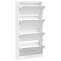 Mueble zapatero con 4 cajones abatibles blanco 80x21x163,5 cm de , Zapateros y organizadores de calzado - Ref: Foro24-3214364...