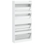 Mueble zapatero con 4 cajones abatibles blanco 80x21x163,5 cm de , Zapateros y organizadores de calzado - Ref: Foro24-3214364...