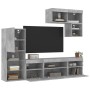 TV wall furniture with LED 6 pieces concrete gray engineered wood by , TV Furniture - Ref: Foro24-3216735, Price: 222,30 €, D...