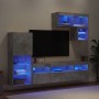 TV wall furniture with LED 6 pieces concrete gray engineered wood by , TV Furniture - Ref: Foro24-3216735, Price: 222,30 €, D...