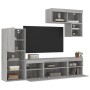 TV wall furniture with LED 6 pieces Sonoma gray engineered wood by , TV Furniture - Ref: Foro24-3216737, Price: 226,99 €, Dis...